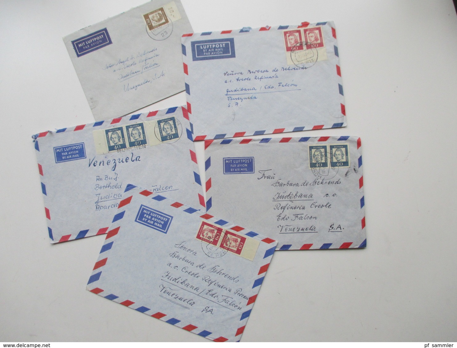 Belegeposten BRD / Berlin 1960er - 80er Jahre alles Übersee Luftpost! fast nur nach Venezuela! Insgesamt 500 Briefe!