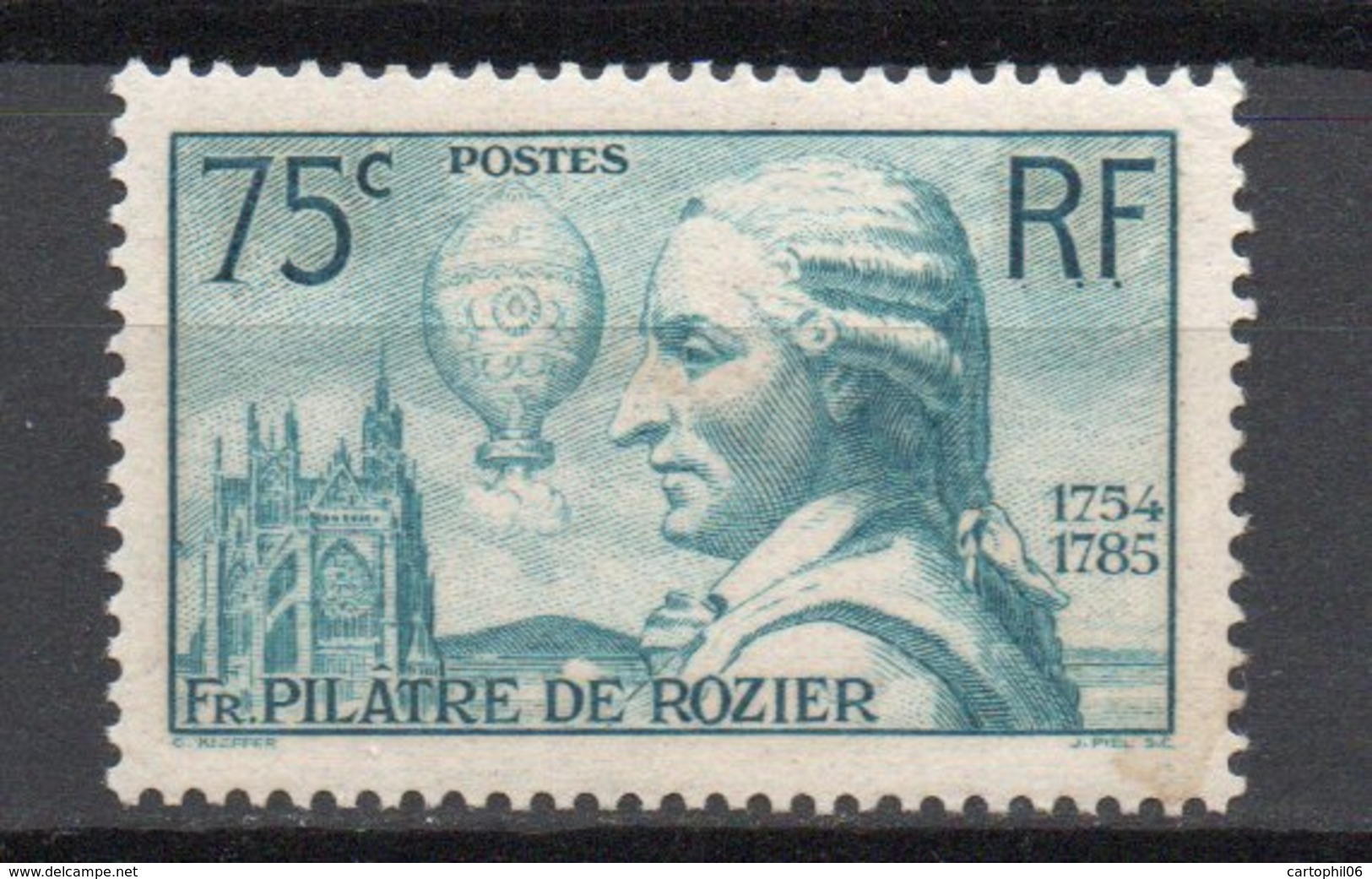 - FRANCE N° 313 Neuf * MH - 75 C. Bleu-vert Pilâtre De Rozier 1936 - Cote 20 EUR - - Neufs