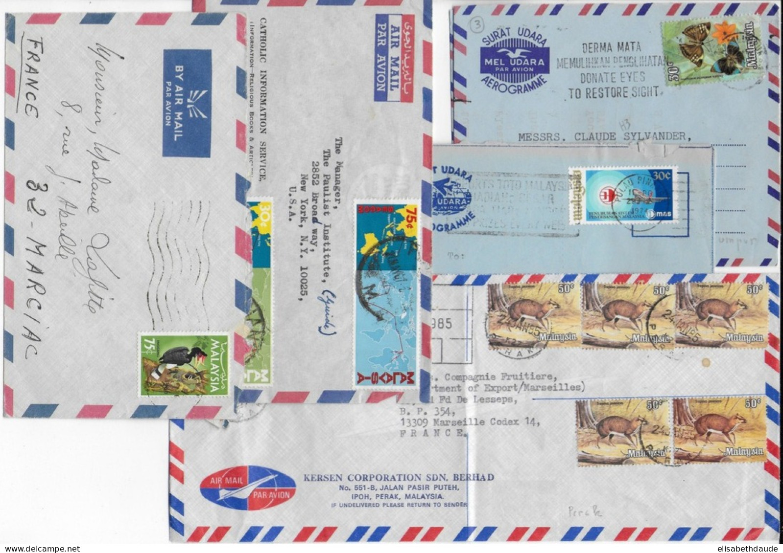 MALAYSIA  - APRES 1964 - 10 ENVELOPPES + 2 CARTES CIRCULEES COMPLETES - Malaysia (1964-...)