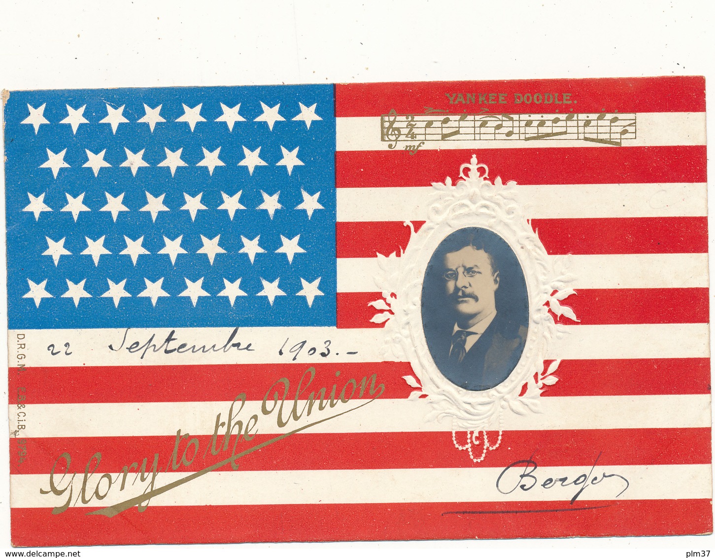 Glory To The Union, American Flag, Embossed Card - Presidentes