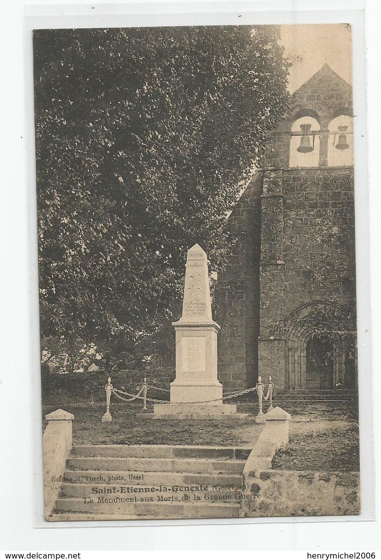 19 Corrèze Saint étienne La Geneste Le Monument Aux Morts Ed Puech Ussel - Sonstige & Ohne Zuordnung