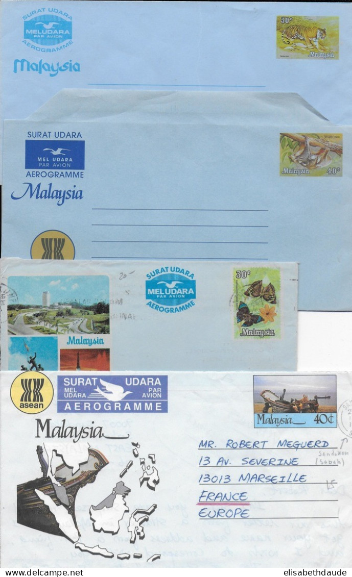 MALAYSIA  - 4 LETTRES ENTIERS AEEROGRAMME ILLUSTREES - Malaysia (1964-...)
