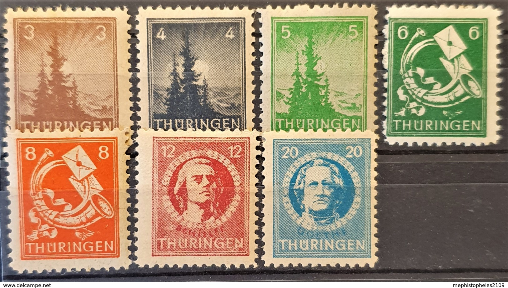 SOWJETISCHE BESATZUNGSZONE 1945 - MNH - Mi 92-98A - Thüringen - Other & Unclassified