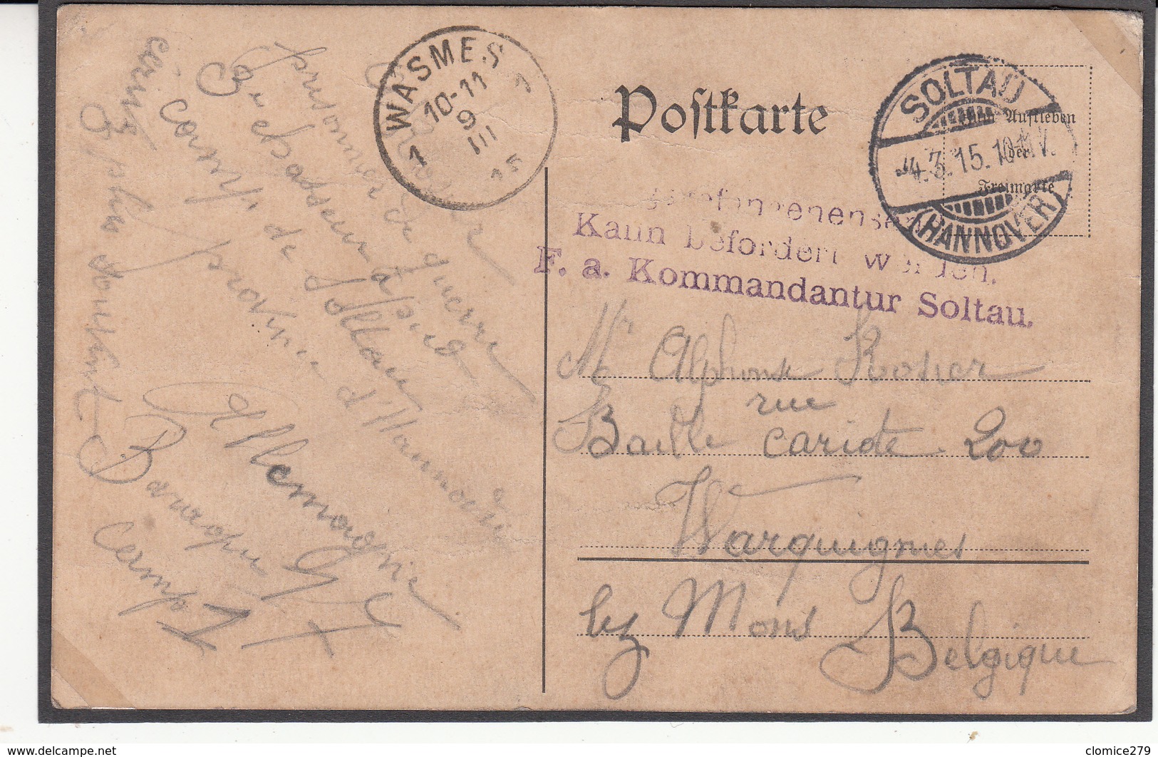 Carte Prisonnier De Guerre 1915  Camp De  SOLTAU - Prisonniers