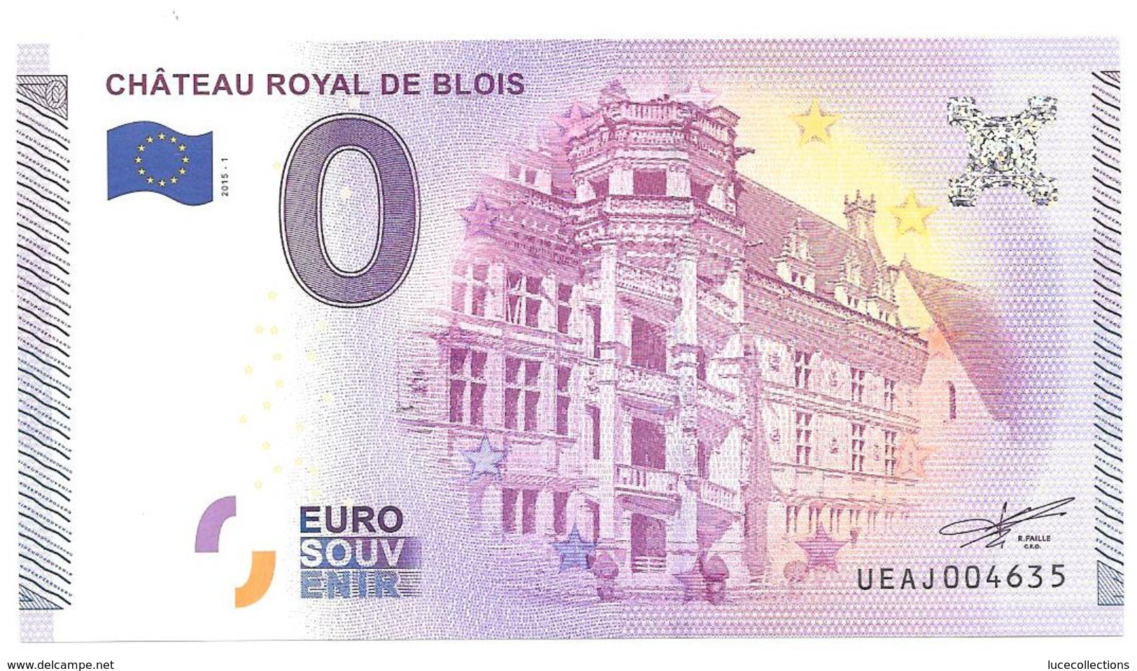 Billet Touristique Zéro Euro 2015 Chateau De Blois 4635 - Altri & Non Classificati
