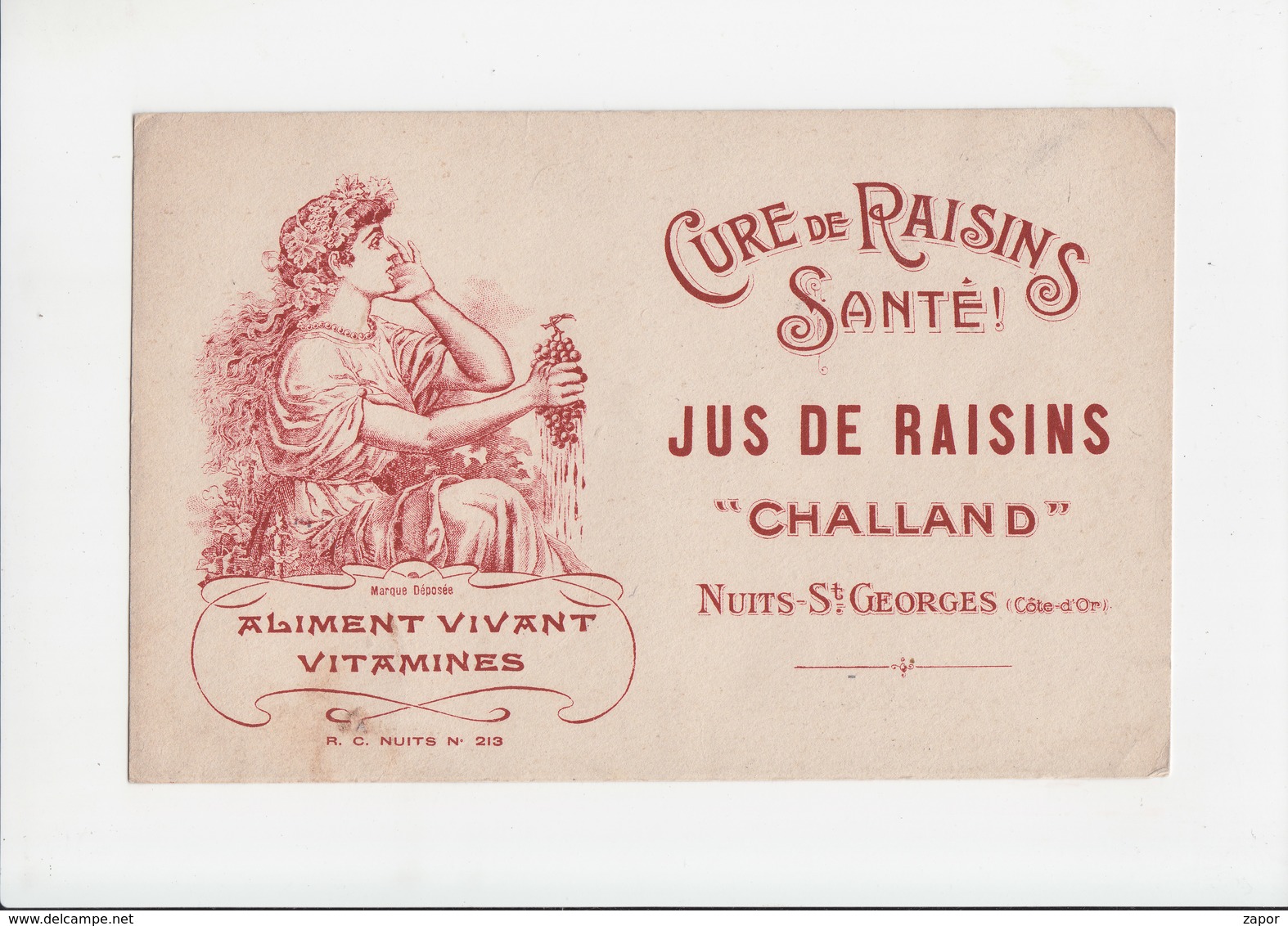 Vloeipapier / Buvard - Aliment Vivant Vitamines / Cure De Raisins / Nuits-St. Georges (Côte-d'Or) - Produits Pharmaceutiques