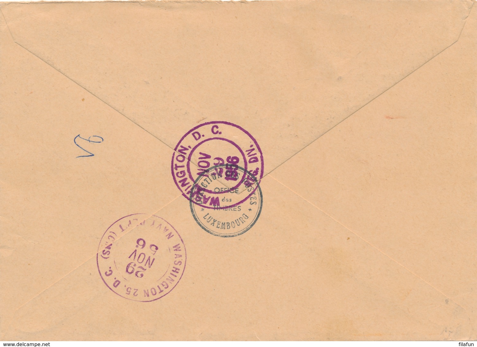 Luxemburg - 1956 - Staatsrat Set On R-cover From Luxembourg-Ville To Washington / USA - Lettres & Documents