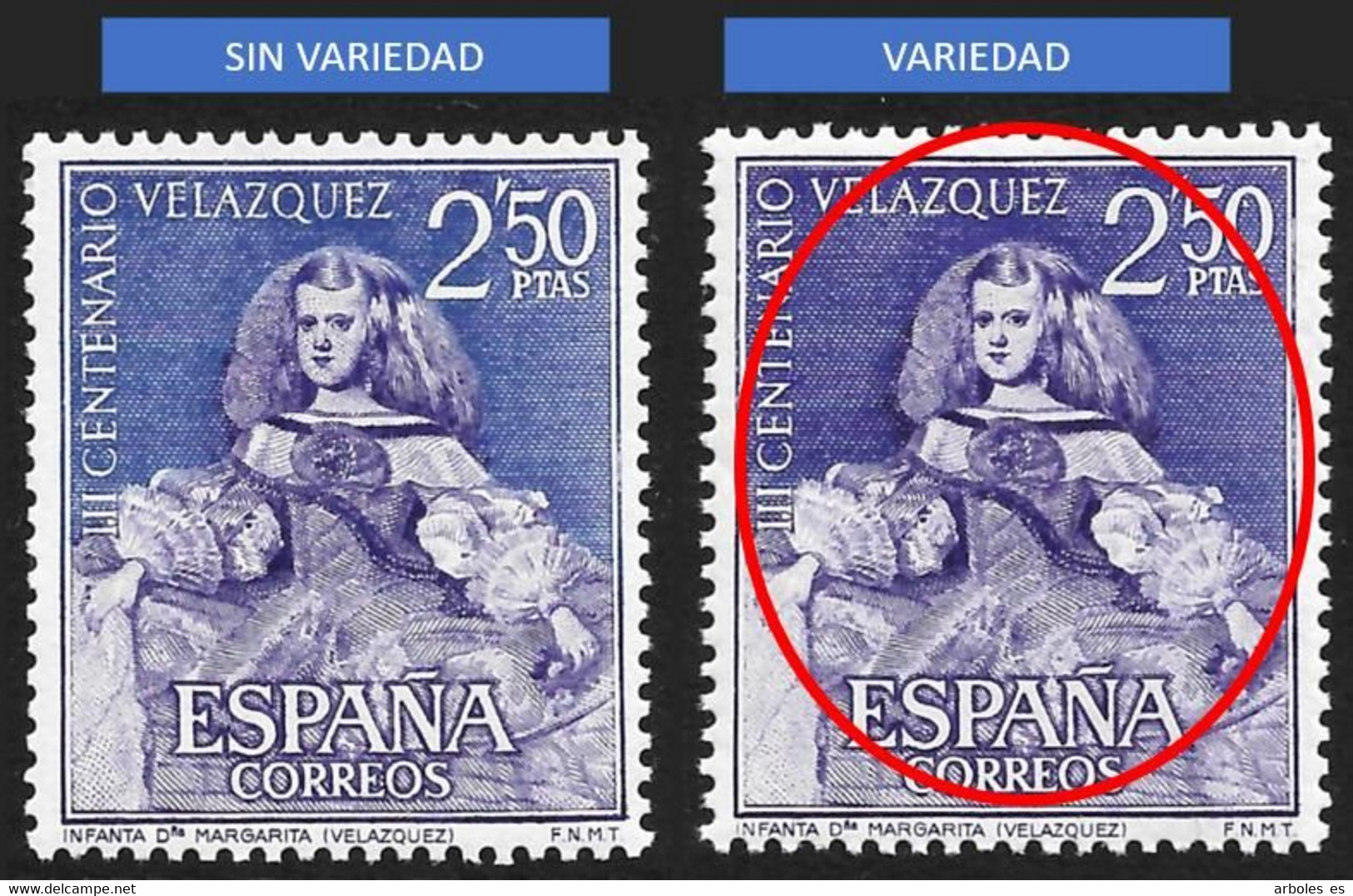 CENT. VELAZQUEZ - AÑO 1961 - Nº EDIFIL 1342ef - VARIEDAD - Variedades & Curiosidades