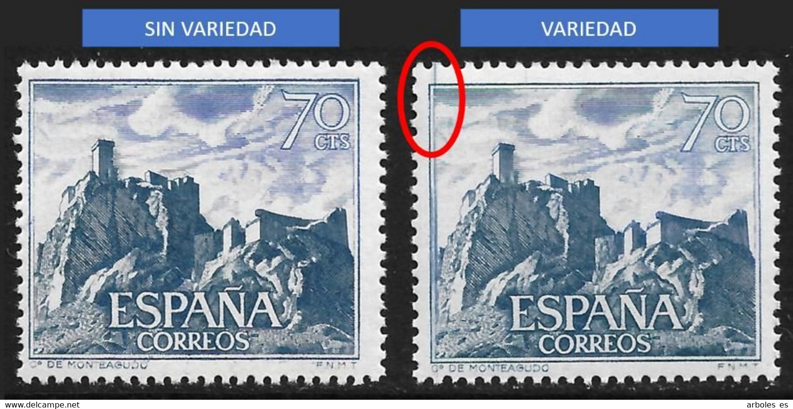 CASTILLOS ESPAÑA - AÑO 1966 - Nº EDIFIL 1742itb - VARIEDAD - Variedades & Curiosidades