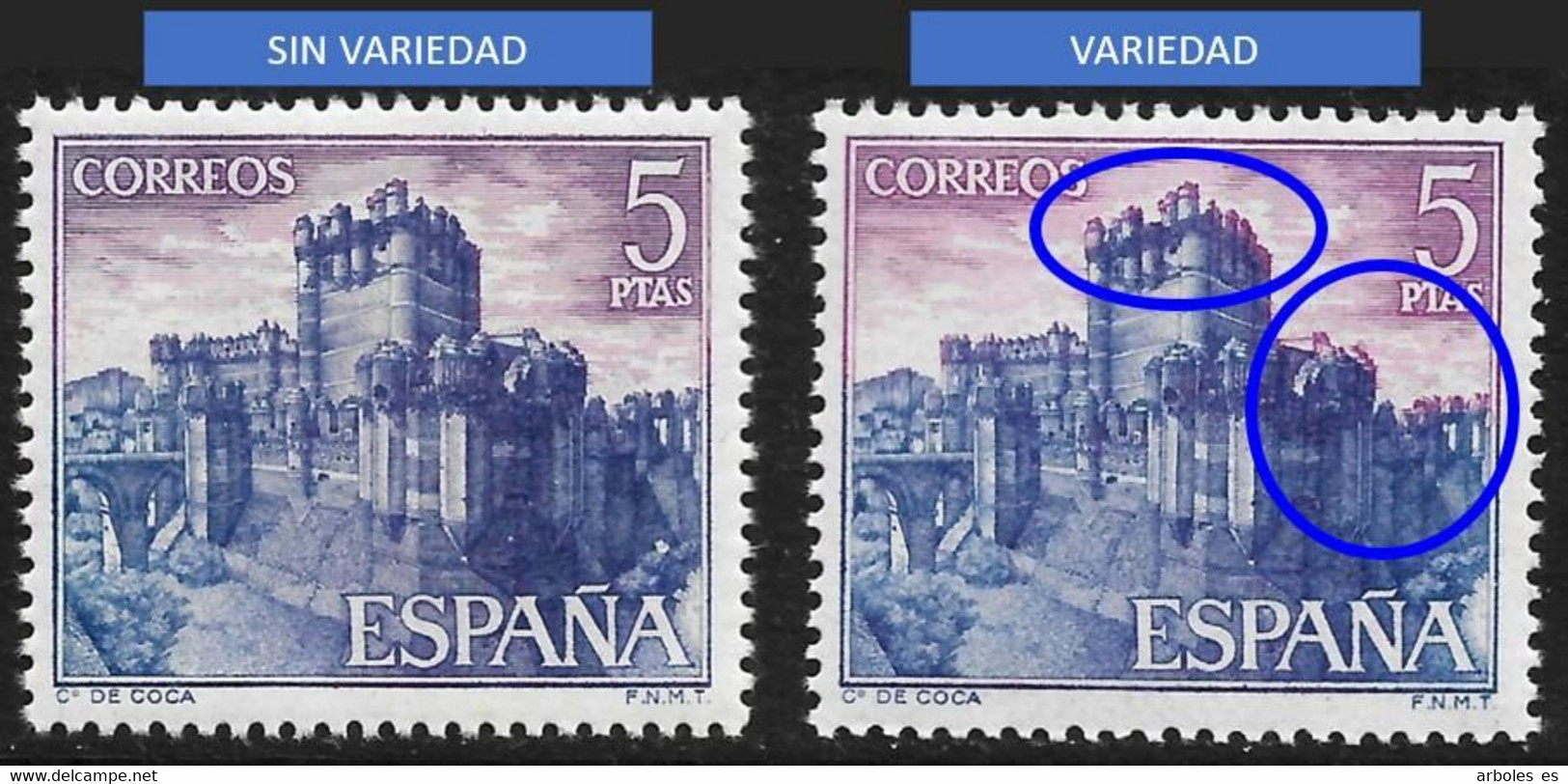 CASTILLOS ESPAÑA - AÑO 1967 - Nº EDIFIL 1814cd - VARIEDAD - Variedades & Curiosidades