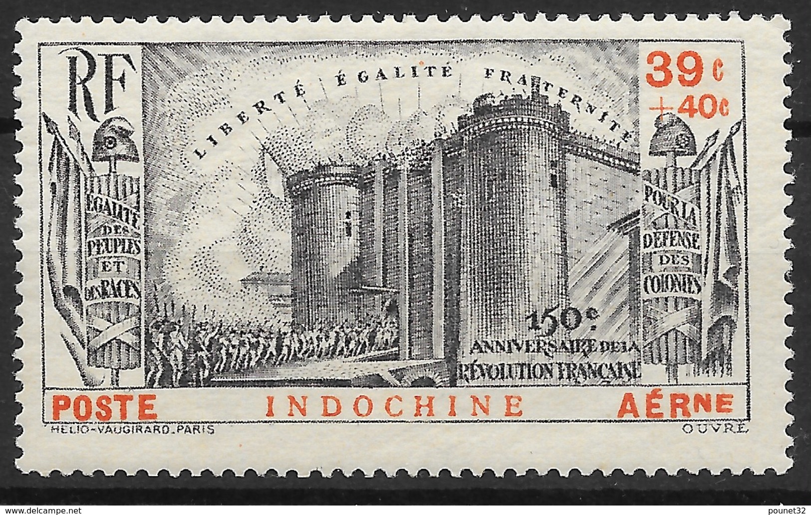 INDOCHINE : BASTILLE REVOLUTION POSTE AERIENNE N° 16 NEUVE ** GOMME SANS CHARNIERE - Luftpost