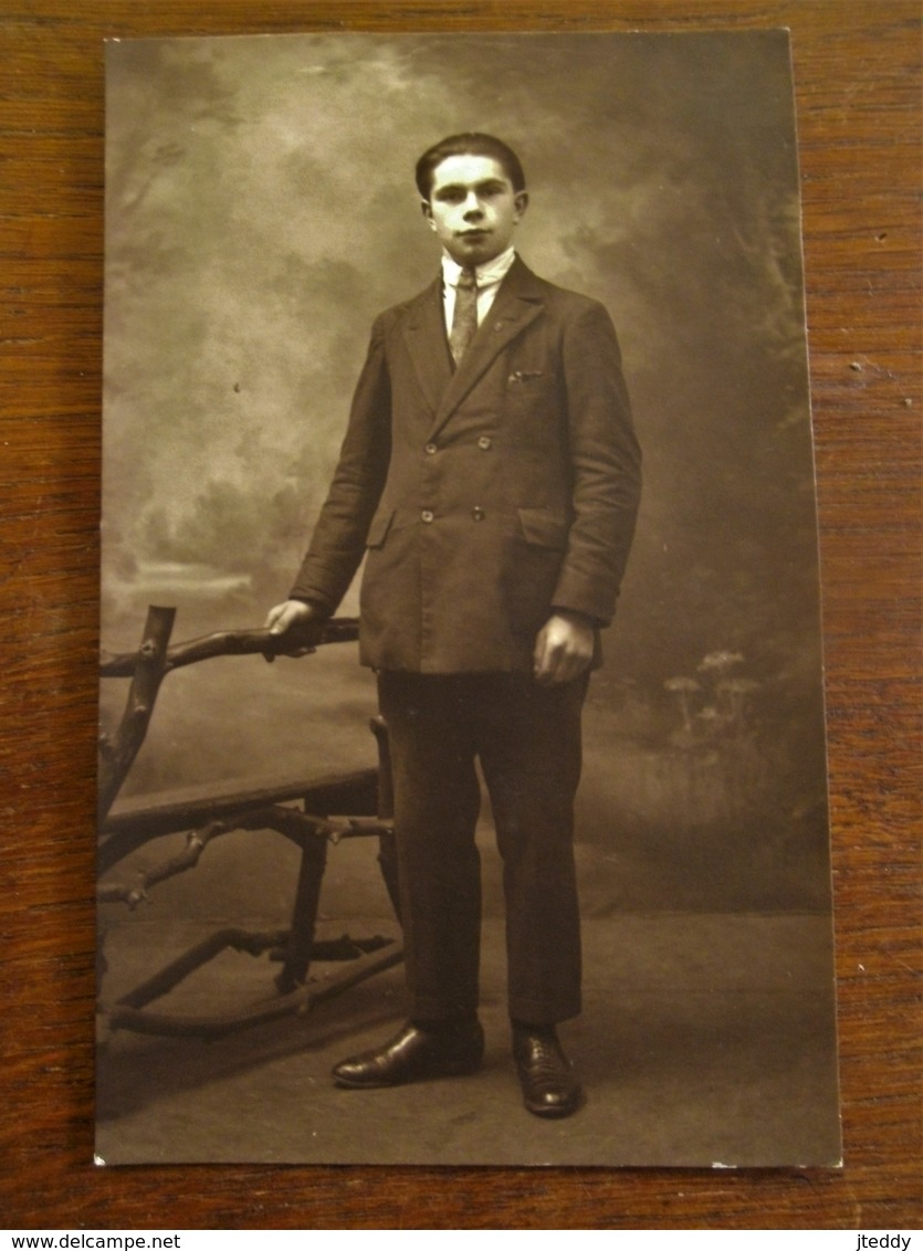 Oude Foto-postkaart Van MAN In Sepia-kleur Door PHOTO  B.  WILLEMSEN  AALST - Geïdentificeerde Personen