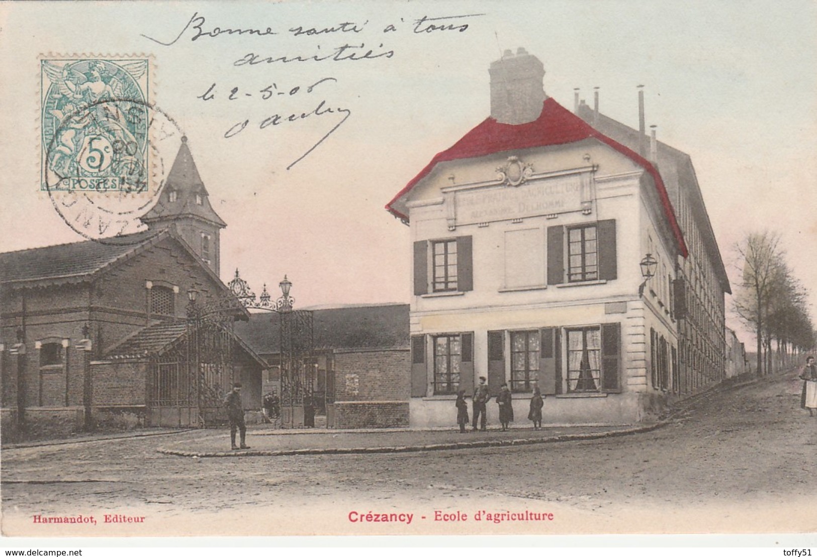 CPA:CRÉZANCY (02) ÉCOLE D'AGRICULTURE AVEC TOIT ROUGE..ÉCRITE - Otros & Sin Clasificación