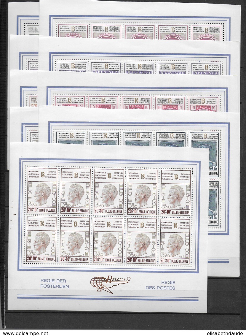 BELGIQUE - COB 1627/1635 SERIE COMPLETE En DEMI FEUILLE De 10 BELGICA 72 ** MNH - Unused Stamps