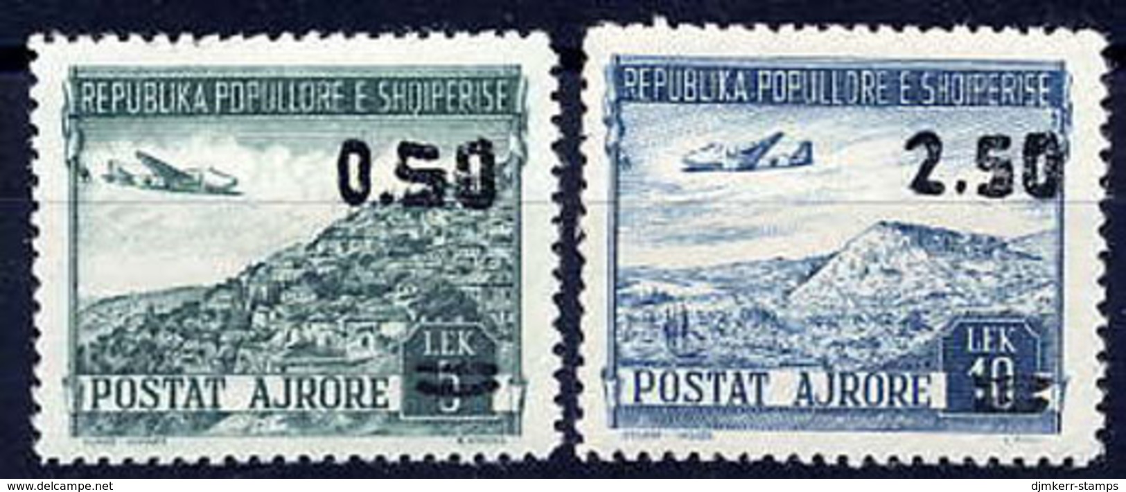 ALBANIA 1953 Airmail Surcharged 0.50  And 2.50 In Black MNH / **.  Michel 523-24 - Albania