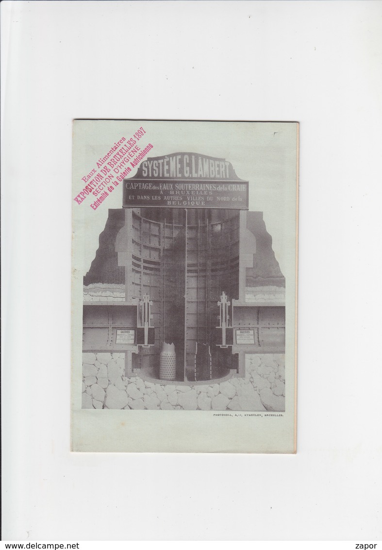 Eaux Alimentaires - Exposition De Bruxelles 1897 Section D'hygiène - Système G. Lambert - Boekje Van 10 Blz - Andere & Zonder Classificatie