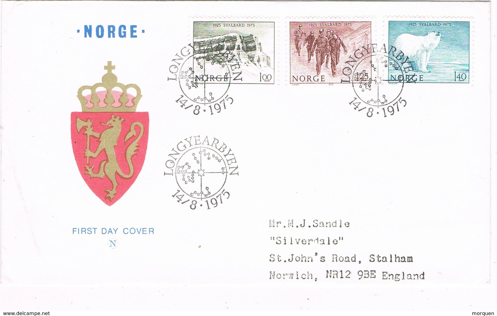 35504. Carta F.D.C. LONGYEARBYEN (Norge) Noruega 1975. Stars,  Constellations, Estrellas - FDC