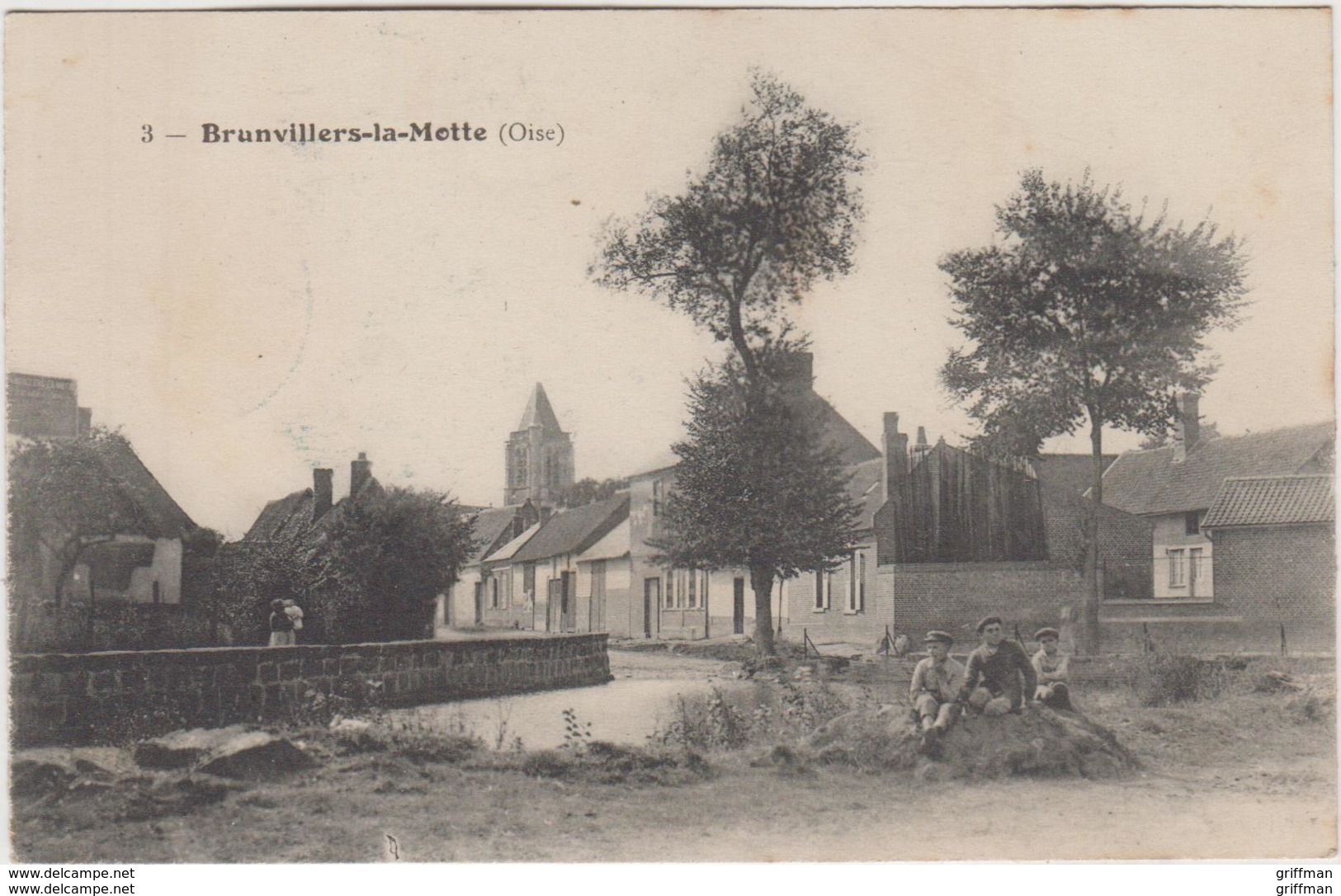 BRUNVILLERS LA MOTTE VUE GEBERALE EGLISE  ENFANTS 1916 TBE - Autres & Non Classés