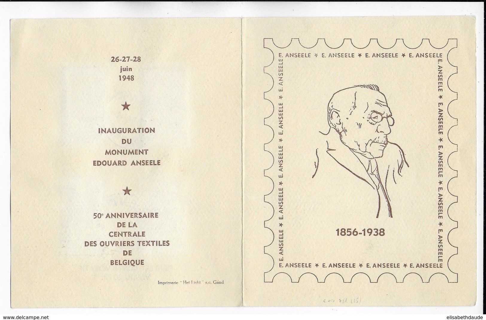 BELGIQUE - 1948 - YT 781/784 SERIE FONDATION ANSEELE Sur FEUILLET SPECIAL - Covers & Documents