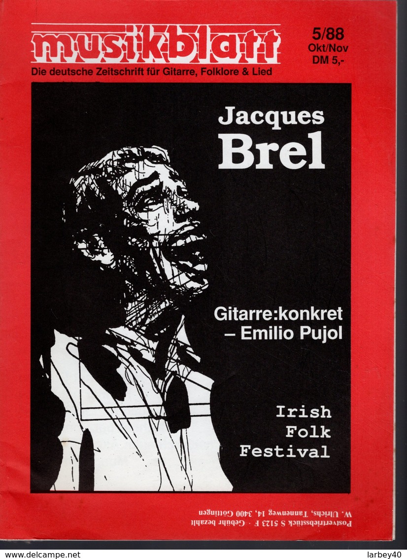 Revue De Musique -  Musikblatt N° 5 - 1988 - Jacques Brel - Musique