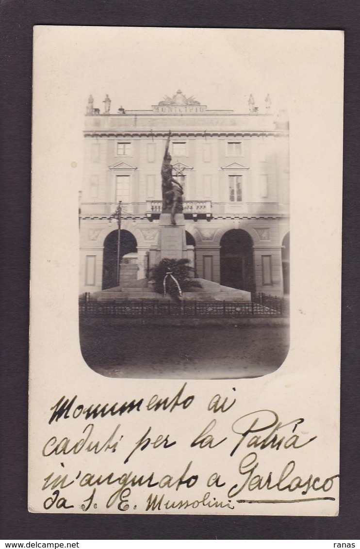 CPA Italie Garlasco Carte Photo RPPC écrite Mussolini - Sonstige & Ohne Zuordnung