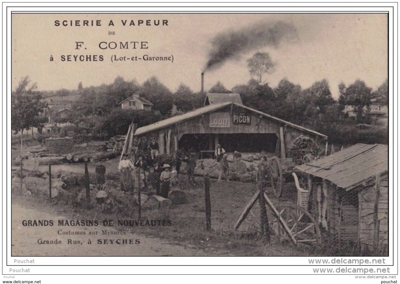 47) SEYCHES (Lot Et Garonne) Scierie à Vapeur De F. COMTE - Pub Grands Magasins De Nouveautés Costumes Sur Mesures - - Sonstige & Ohne Zuordnung