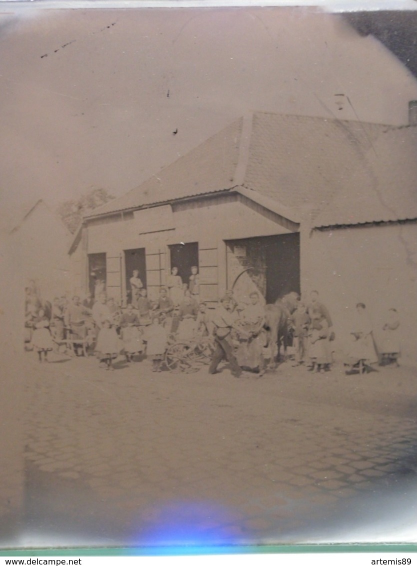 GRANDE PLAQUE PHOTO STEREO AMIENS BEAUVAIS FORGERON FABRIQUANT MACHINES AGRICOLES  MARECHAL FERRANT HENRY FRERES 803 - Stereo-Photographie