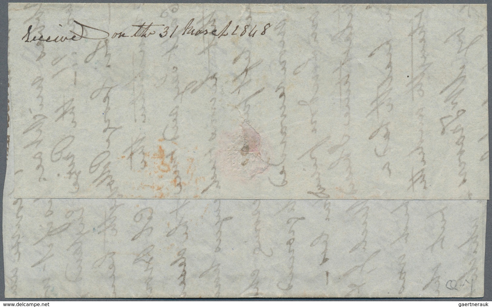 Aden: 1848 Part Of An Entire Posted At Leamington On 2nd March 1848, Addressed To A Passenger From C - Yémen
