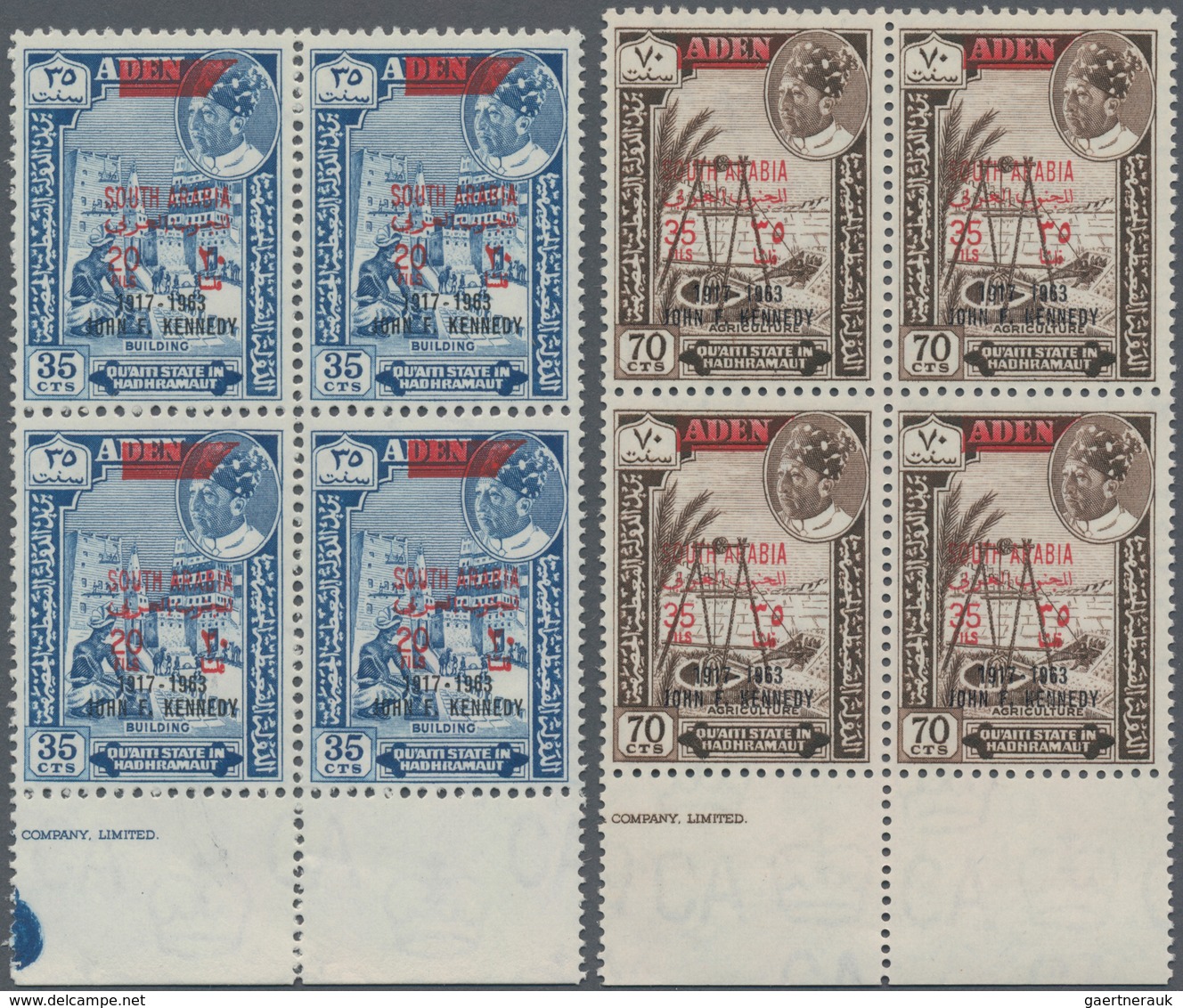 Aden - Qu'aiti State In Hadhramaut: 1966, Definitives Set Of Three With Bilingual Optd. 'SOUTH ARABI - Yémen