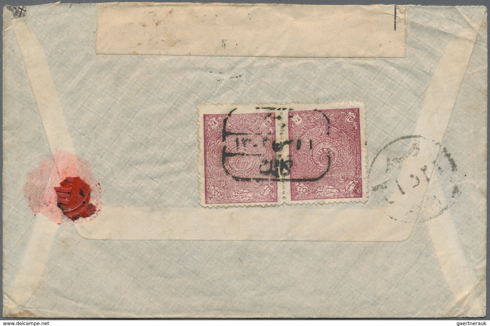 Afghanistan: 1924 Cover To Stuttgart, Germany Via Peshawar, Franked (on Back) By Afghan 1921 20p. Pa - Afghanistan