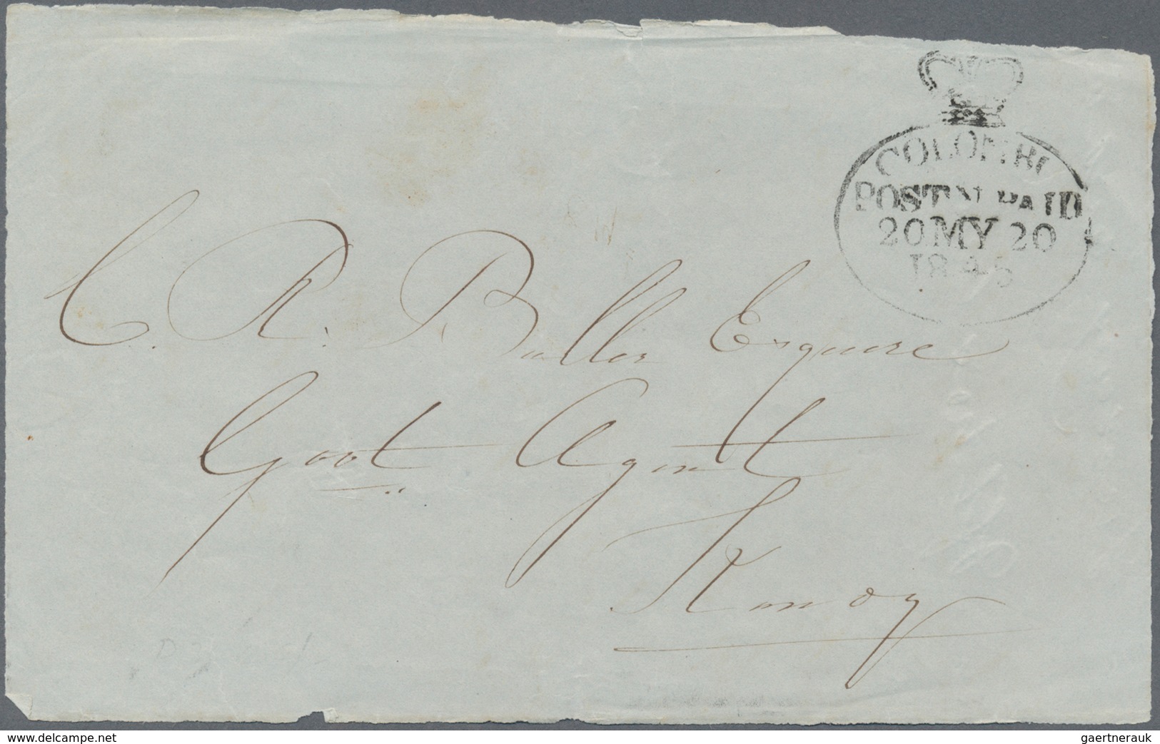 Ceylon / Sri Lanka: 1839/1845 Three Part Covers (fronts) Addressed To 'C.R. Balles, Govt. Agent, Kan - Sri Lanka (Ceilán) (1948-...)