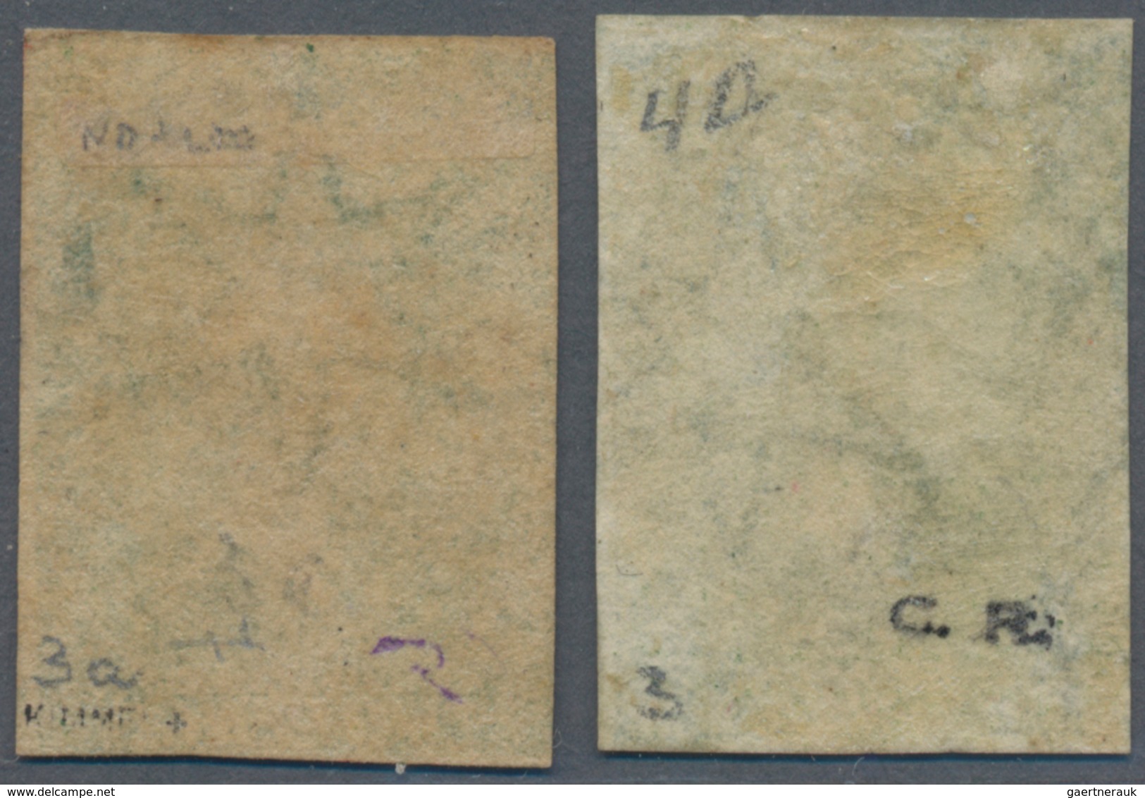 Ceylon / Sri Lanka: 1857 QV Singles 2d. Green Plus 2d. Yellow-green, Both Wmk Star, Imperf And Mint, - Sri Lanka (Ceylan) (1948-...)