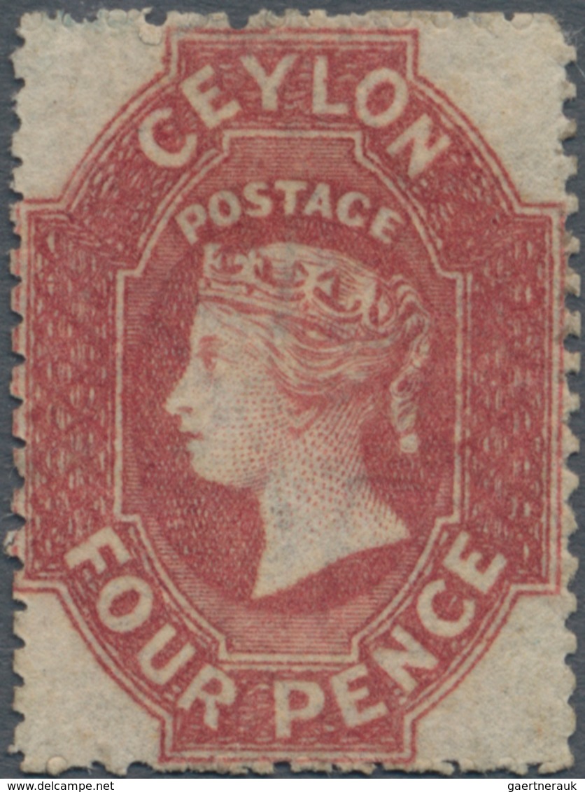 Ceylon / Sri Lanka: 1861/1864, 4d. Rose-red, Wm Star, Rough Perf. 14-15½, Fresh Colour And Well Perf - Sri Lanka (Ceilán) (1948-...)