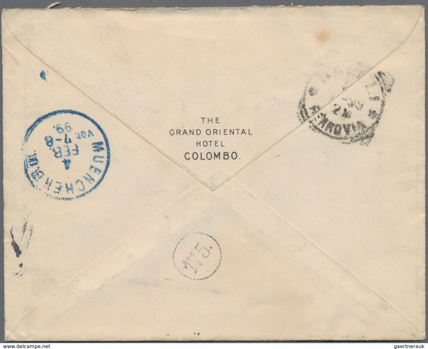 Ceylon / Sri Lanka: 1899 Illustrated 'Grand Orient Hotel, Colombo' Envelope Used Registered To Munic - Sri Lanka (Ceylon) (1948-...)