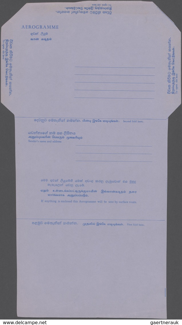 Ceylon / Sri Lanka: 1972 (ca.), Unused Postal Stationery Airgram On Light Blue Paper, Red Colour Com - Sri Lanka (Ceylon) (1948-...)