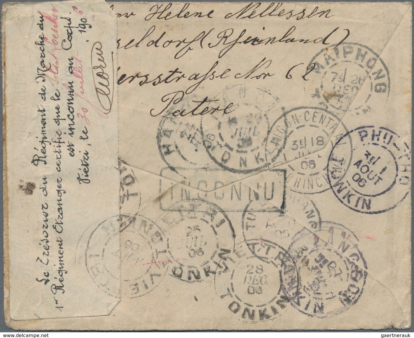 Französisch-Indochina: 1906, Incoming Cover From Düsseldorf/Germany "19.6.06", Addressed To A Member - Covers & Documents