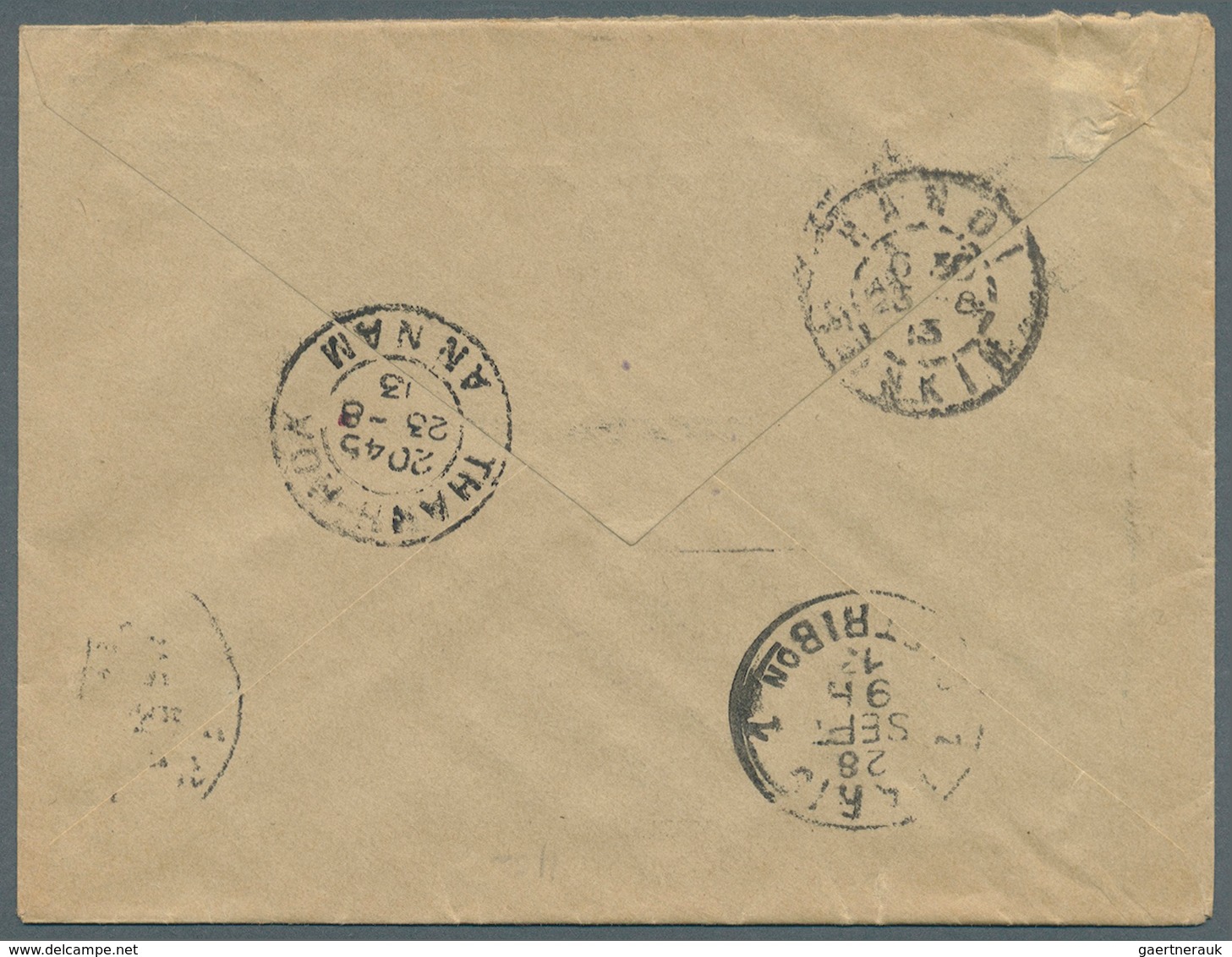 Französisch-Indochina: 1913. Postal Stationery Envelope 10c Red Addressed To Paris Cancelled By 'Pos - Covers & Documents