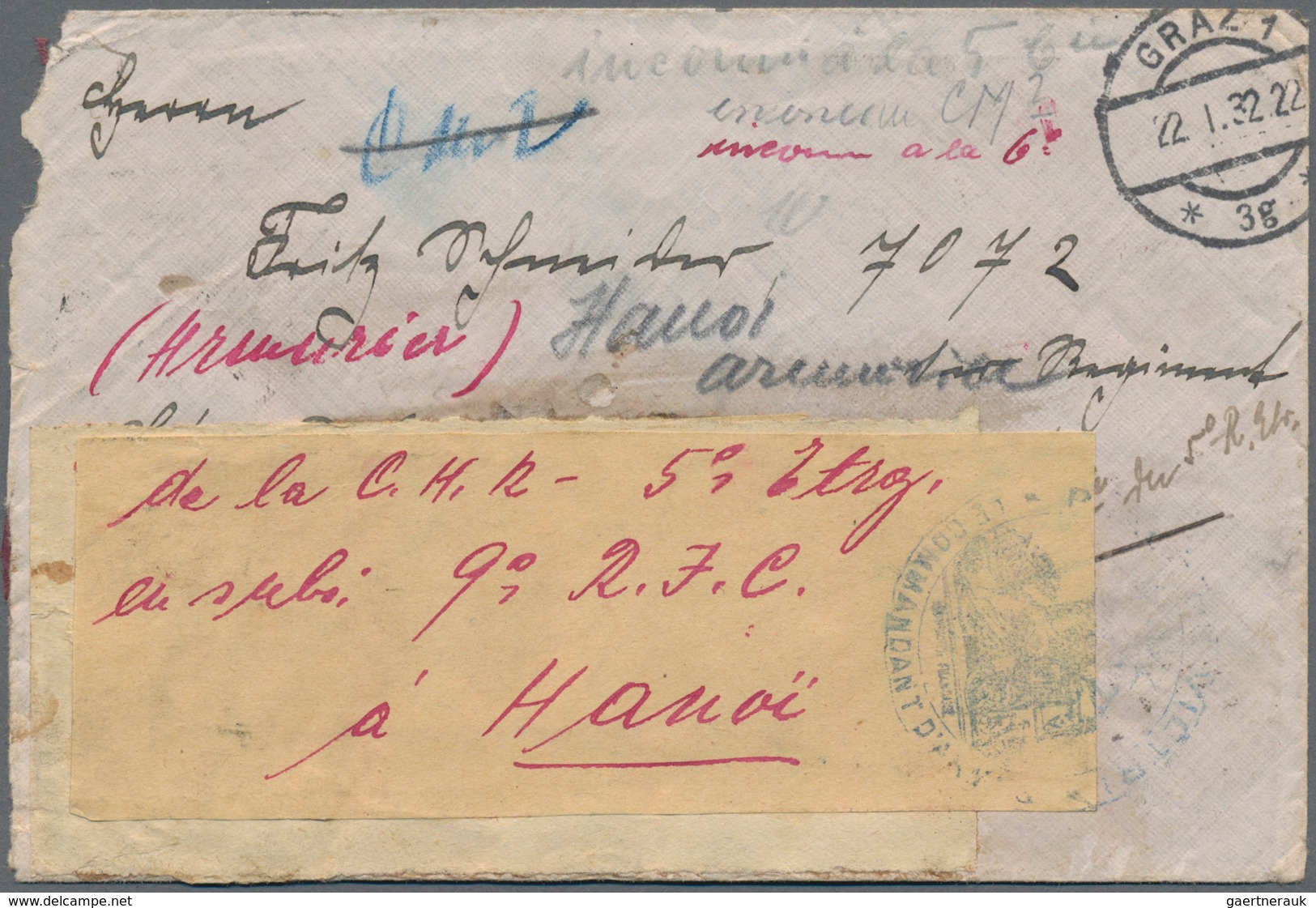Französisch-Indochina: 1932, Incoming Cover From Graz/Austria 22.1.32, Addressed To A Member Of Fren - Briefe U. Dokumente