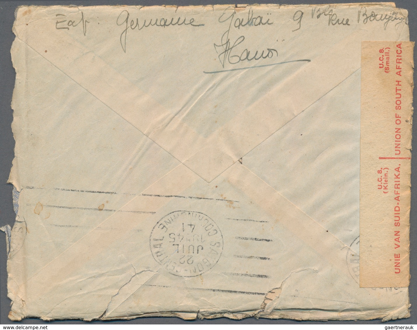 Französisch-Indochina: 1941, 4 X 1 C Sepia And 6 C Red Definitives, Tied TOURANE/ANNAM, 21-7 41, On - Covers & Documents