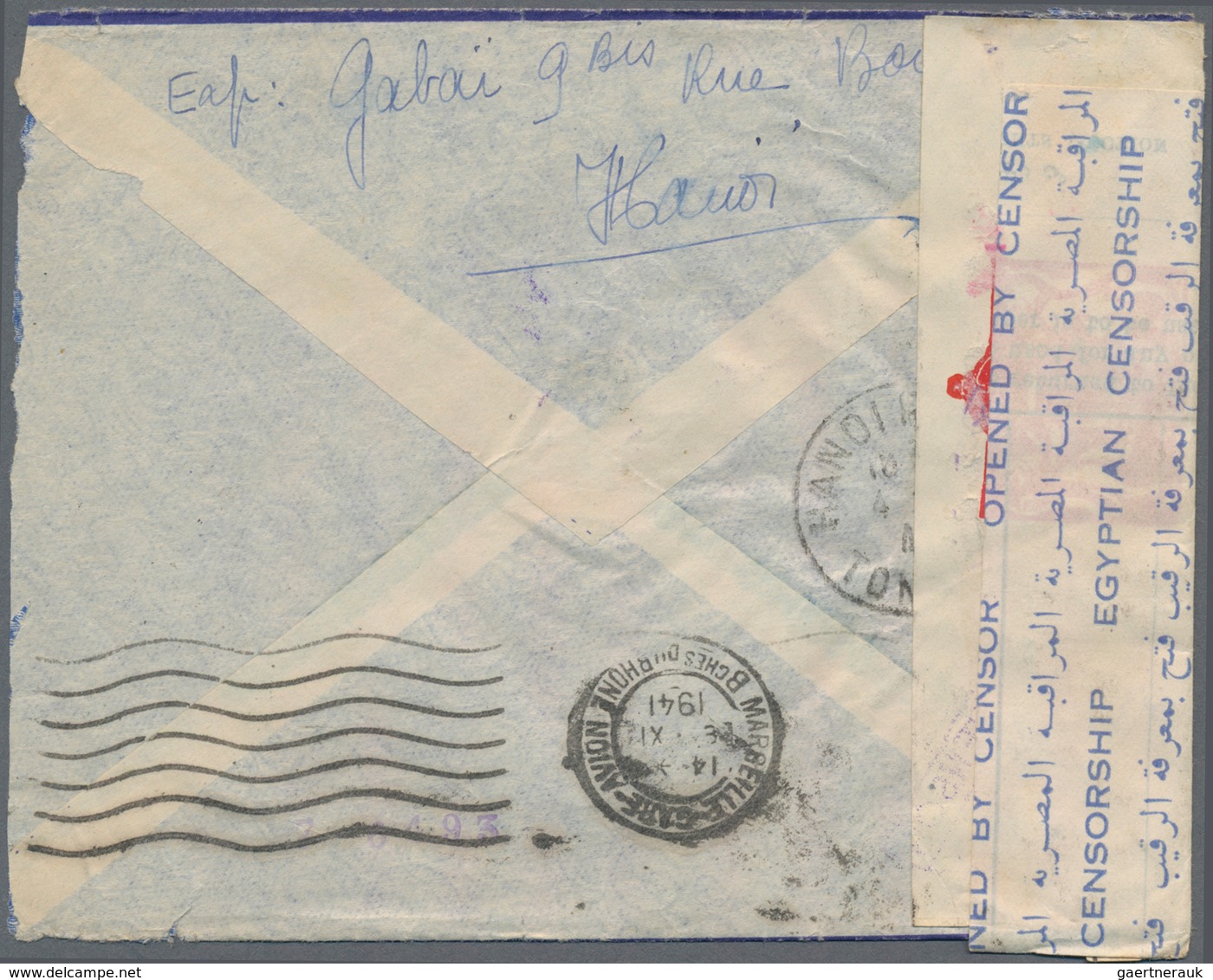 Französisch-Indochina: 1941, 15 C Blue And 60 C Lilac Definitives, Tied HANOI R.P./TONKIN, 4-6 41, O - Covers & Documents