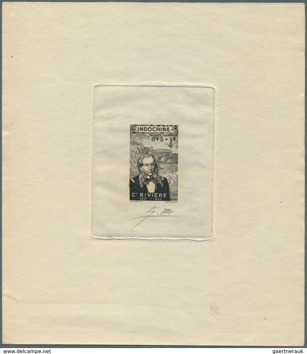 Französisch-Indochina: 1943, Seamen 0,50 $ + 1 $ C. Riviere Single Die Proof/Epreuve De Luxe/Ministe - Covers & Documents