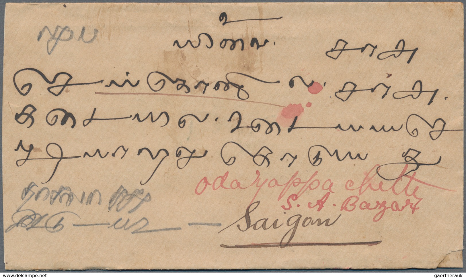 Französisch-Indochina - Portomarken: 1899-1900 Two Insuff. Franked Indian Postal Stationery Envelope - Postage Due