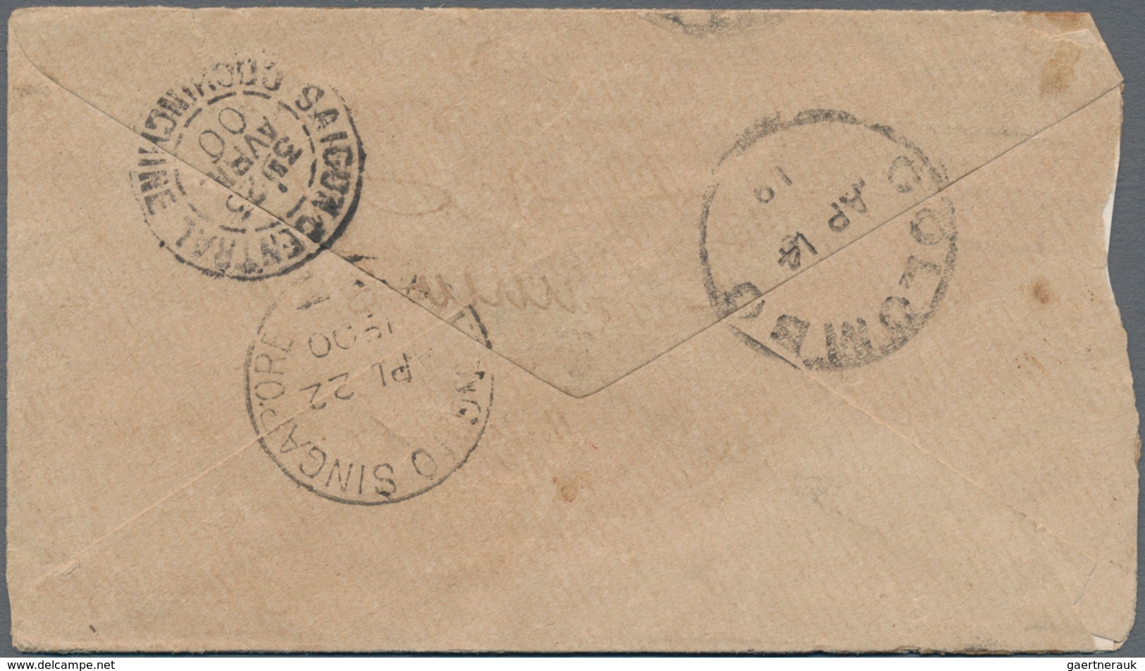 Französisch-Indochina - Portomarken: 1900 Two Indian Postal Stationery Envelopes ½a. Green Used From - Portomarken