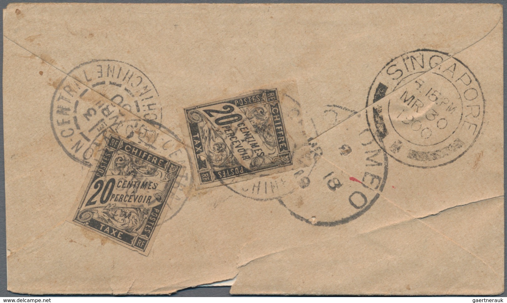 Französisch-Indochina - Portomarken: 1900 Two Indian Postal Stationery Envelopes ½a. Green Used From - Postage Due