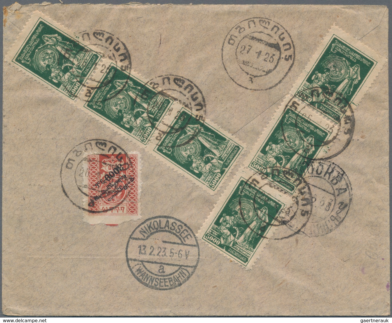 Georgien: 1922/23, Two Registered Covers And One Frontside All Franked With Revaluated Stamps From A - Georgien