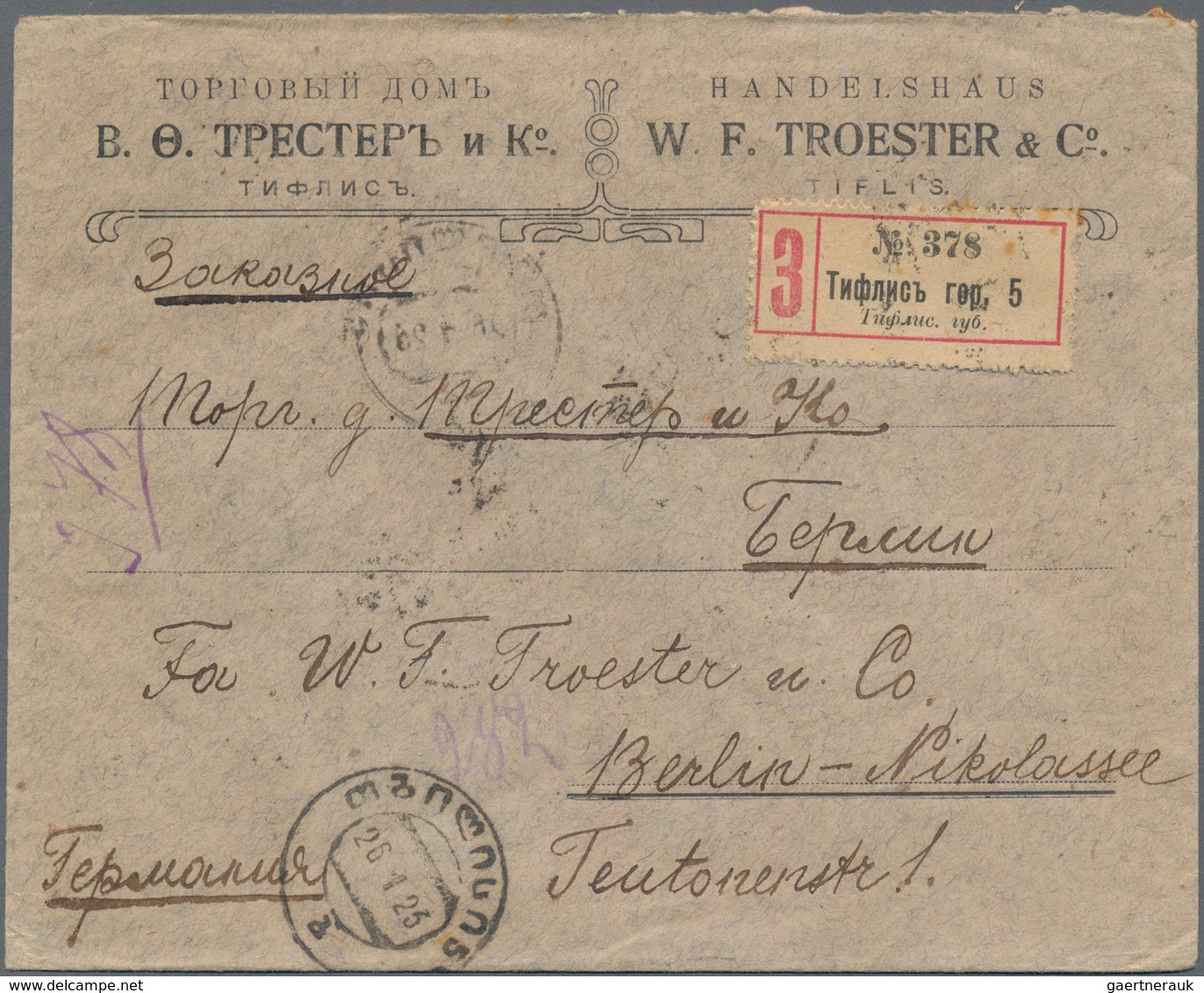 Georgien: 1922/23, Two Registered Covers And One Frontside All Franked With Revaluated Stamps From A - Georgia