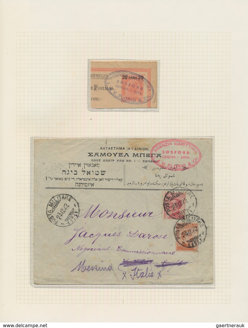 Holyland: 1889-1922, Two Covers From Smyrne And Cairo With Oval Ship Agency Mark "SOSFORD AGENZIA MA - Palästina