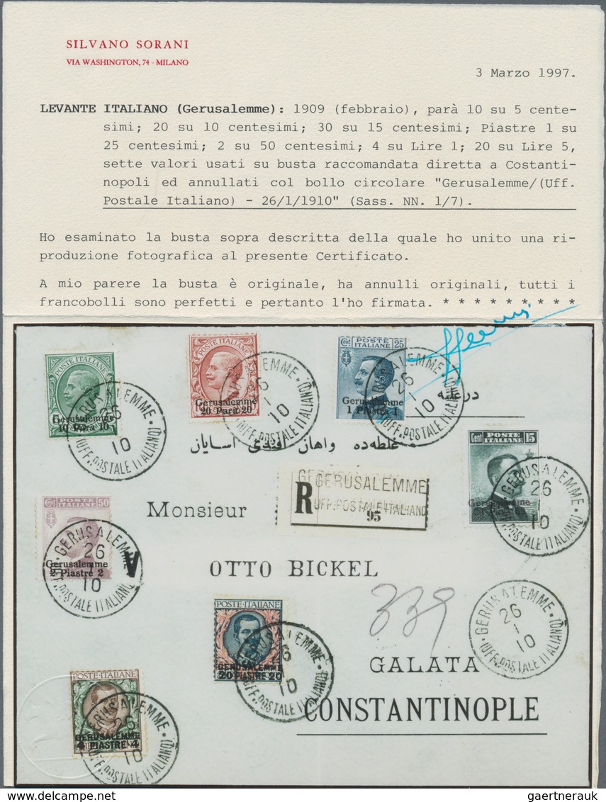 Holyland: 1910, Registered Cover Bearing Set Of Seven Values 10 Para On 5 C. Green To 20 Piaster On - Palestine