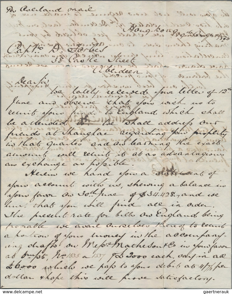 Hongkong: 1850, Entire Folded Letter To Aberdeen/Scotland Endorsed "Via Marseilles" And Rated "4/6" - Sonstige & Ohne Zuordnung