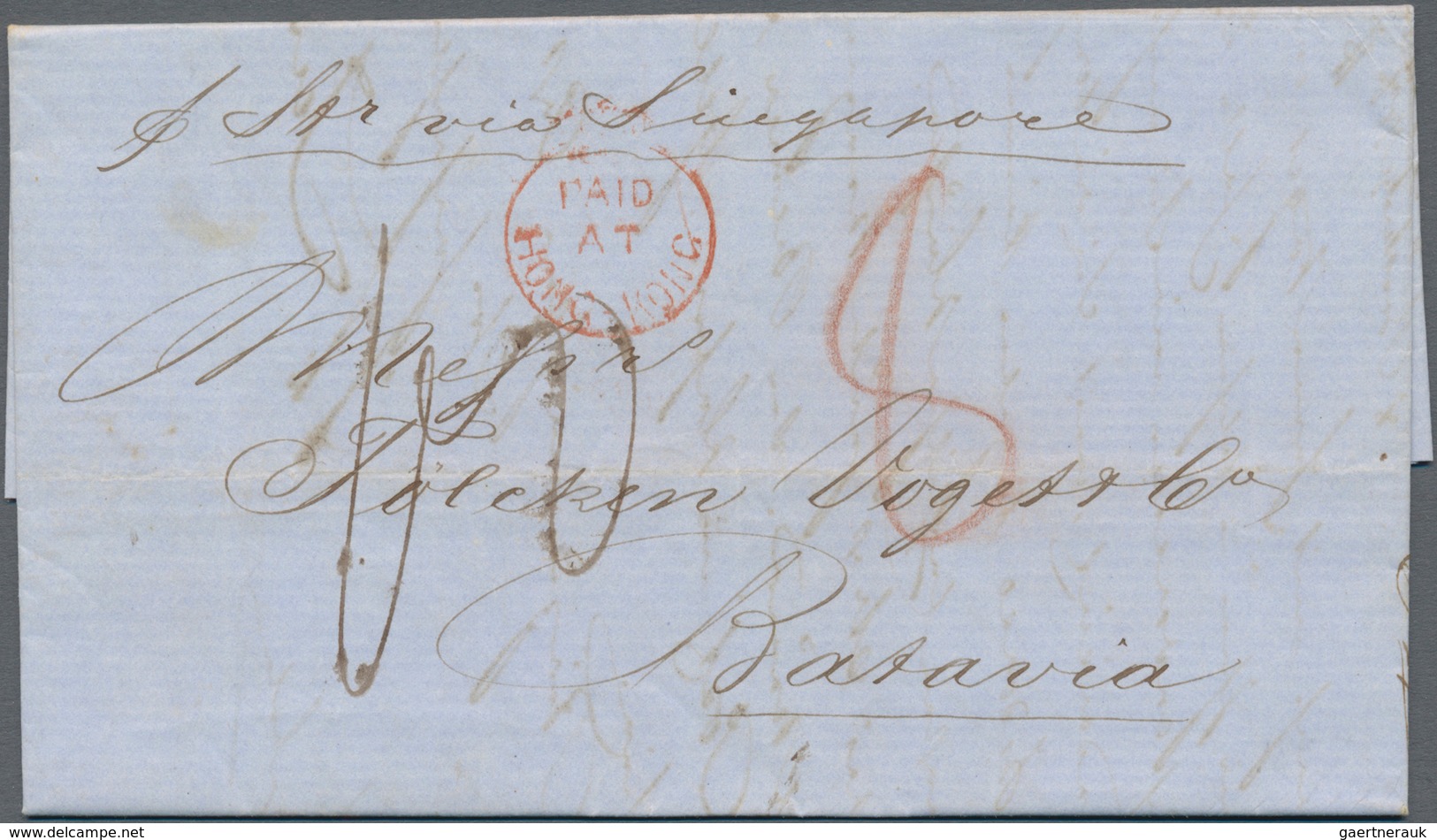 Hongkong: 1857, To Dutch East Indies: Entire Folded Letter With Hong Kong Dateline "27th November 57 - Other & Unclassified